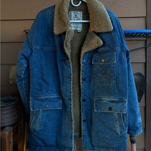 Wrangler Blue Denim Jacket with Brown Fleece Lining
